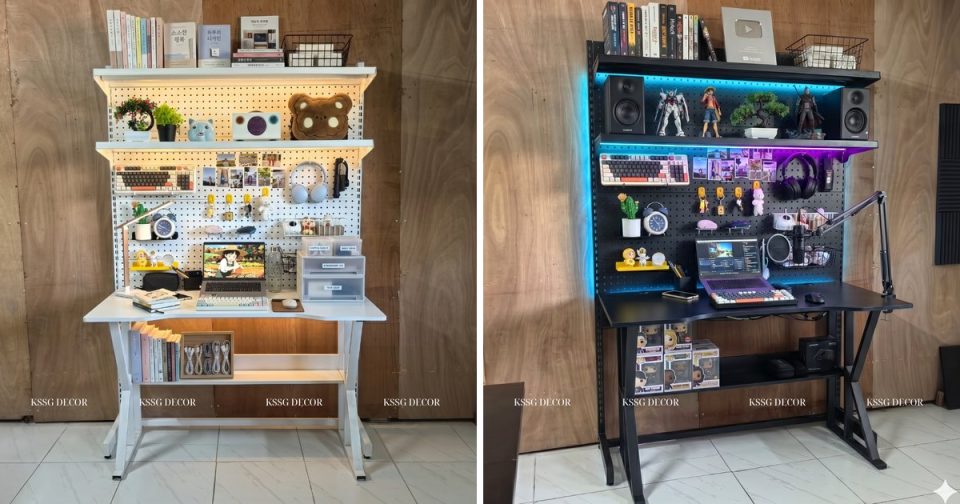 So sánh kệ pegboard bàn học và kệ pegboard gaming để chọn loại hợp bàn