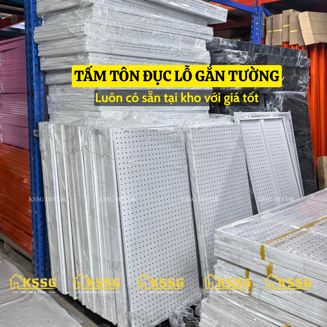 TẤM TÔN ĐỤC LỖ SIÊU DÀY 1mx50 – CÀI MÓC TREO PHỤ KIỆN