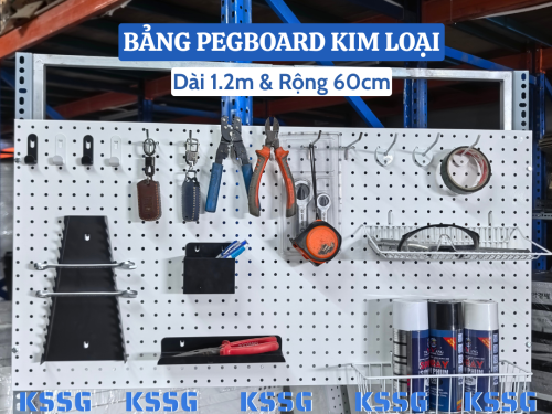 BẢNG PEGBOARD KIM LOẠI GẮN TƯỜNG CÀI MÓC TREO ĐỒ