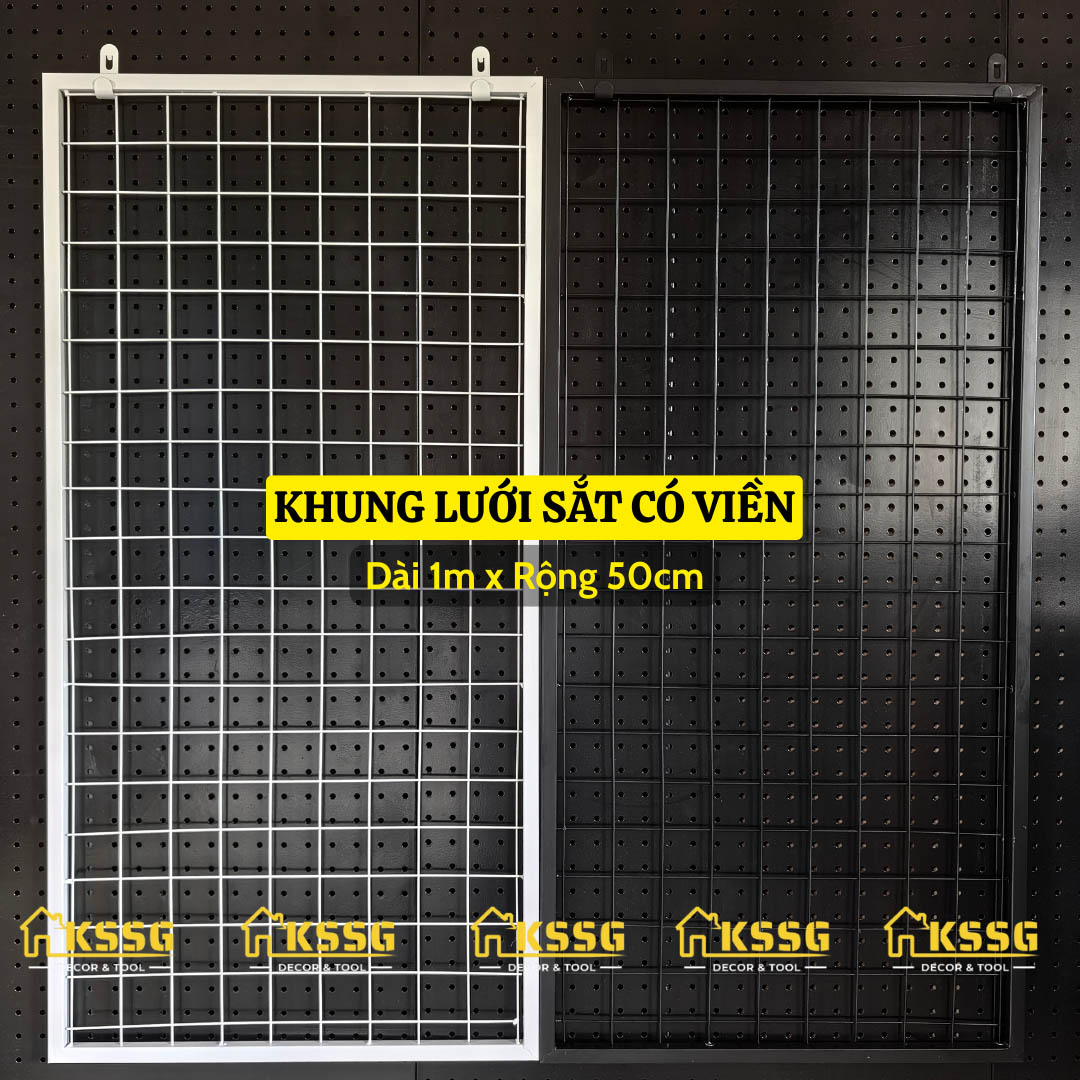 KHUNG LƯỚI SẮT GẮN TƯỜNG 1mx50 TREO PHỤ KIỆN