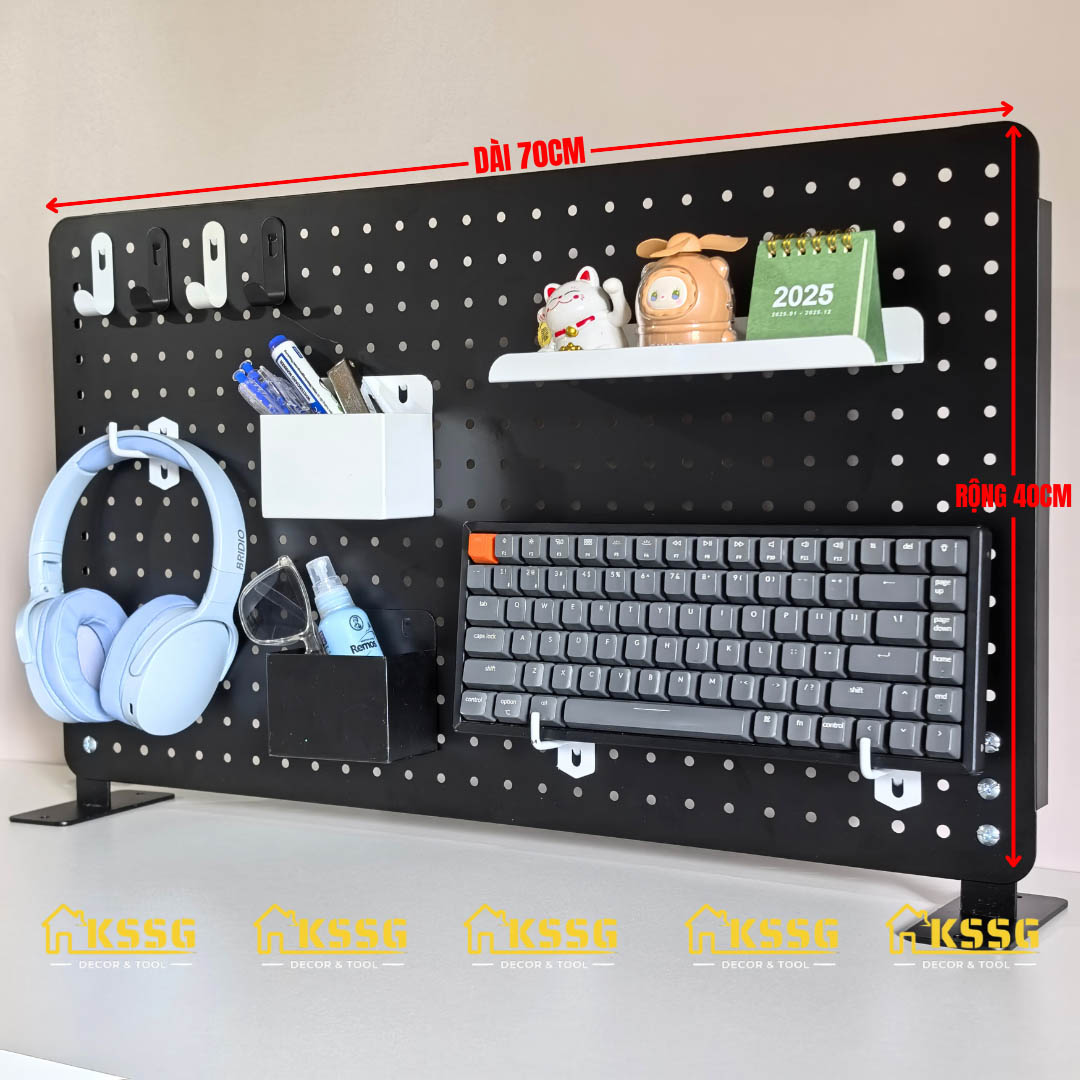 Bảng pegboard để bàn màu đen 70cm x 40cm