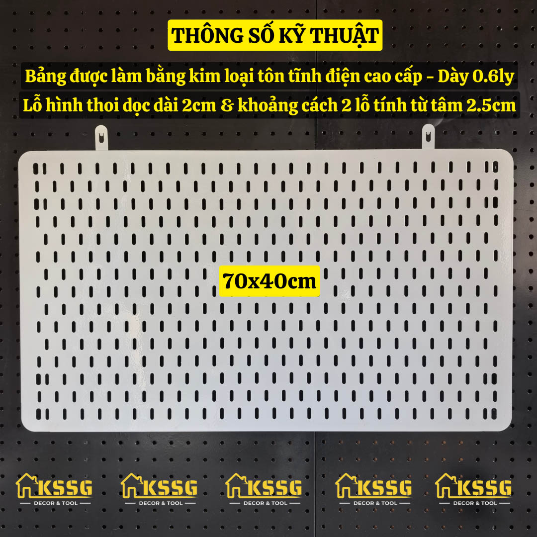 Bảng pegboard kim loại cao cấp màu trắng