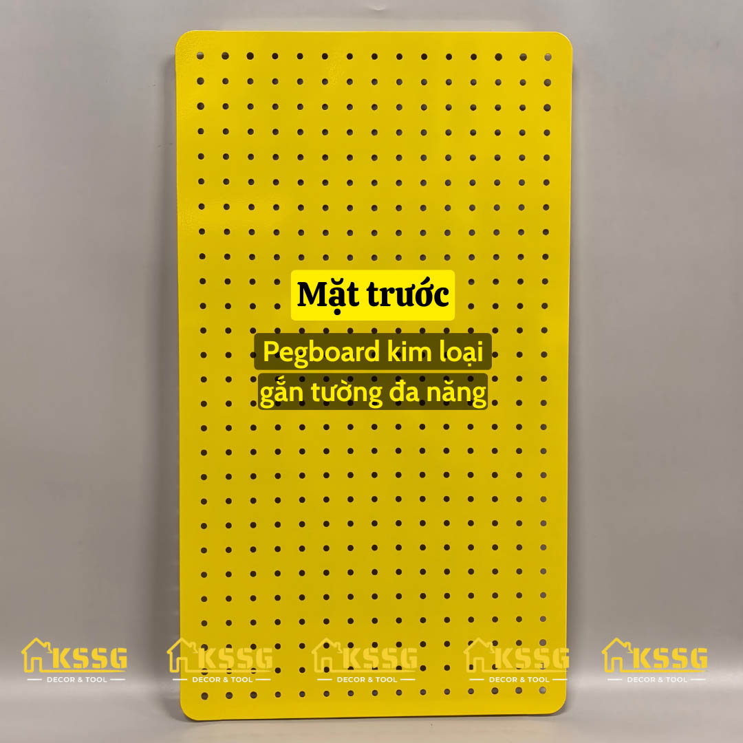 Bảng Pegboard kim loại gắn tường – màu vàng