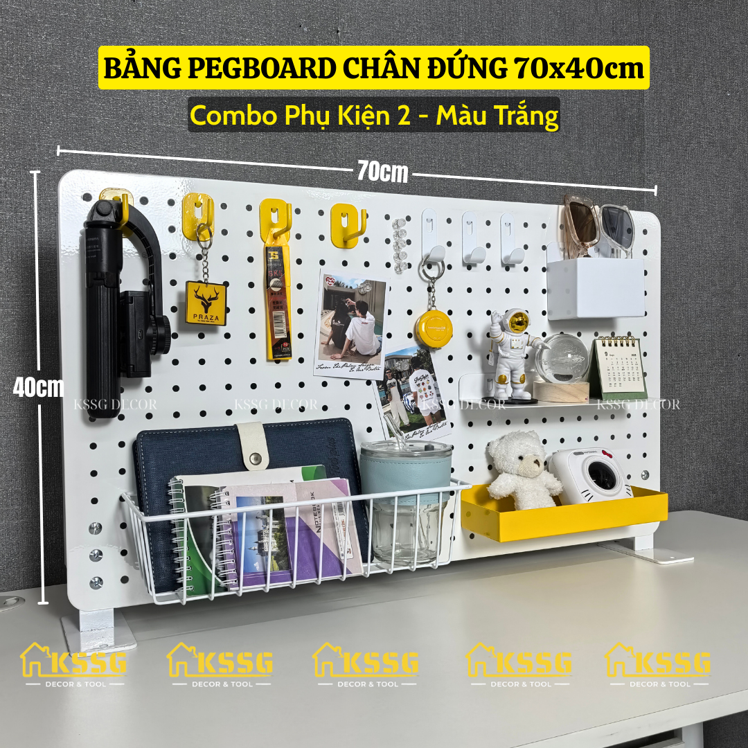 COMBO BẢNG PEGBOARD CHÂN ĐỨNG ĐỂ BÀN CÓ KÈM PHỤ KIỆN