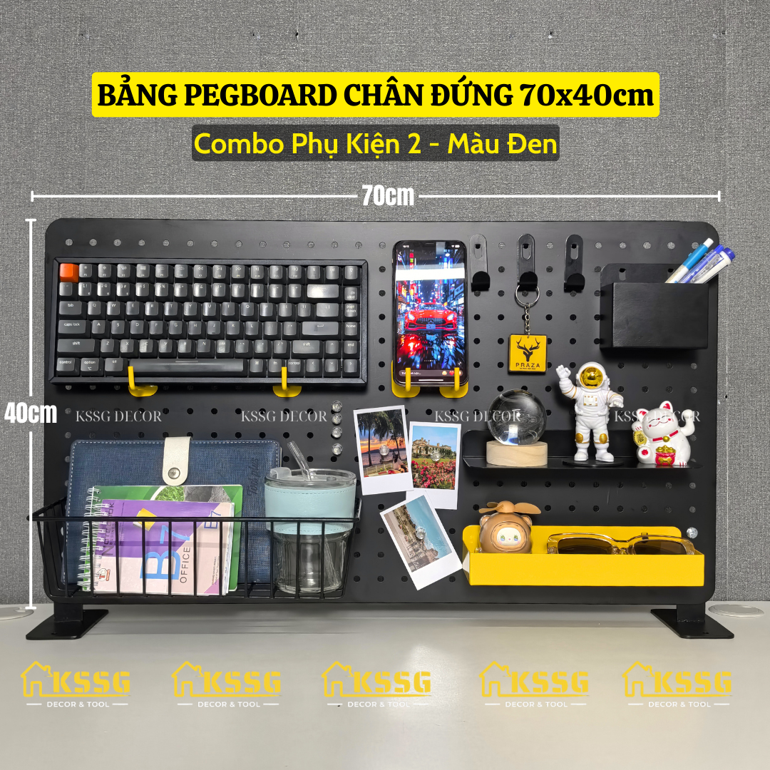 COMBO BẢNG PEGBOARD CHÂN ĐỨNG ĐỂ BÀN CÓ KÈM PHỤ KIỆN
