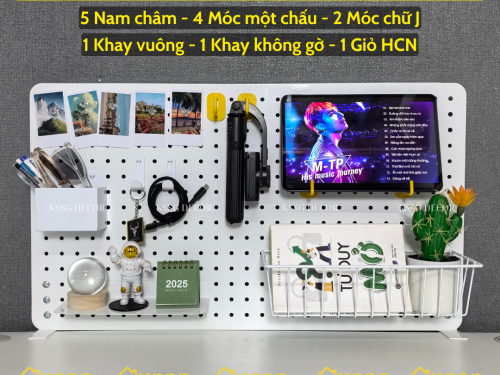 COMBO BẢNG PEGBOARD KẸP BÀN KÈM PHỤ KIỆN GẮN BẢNG