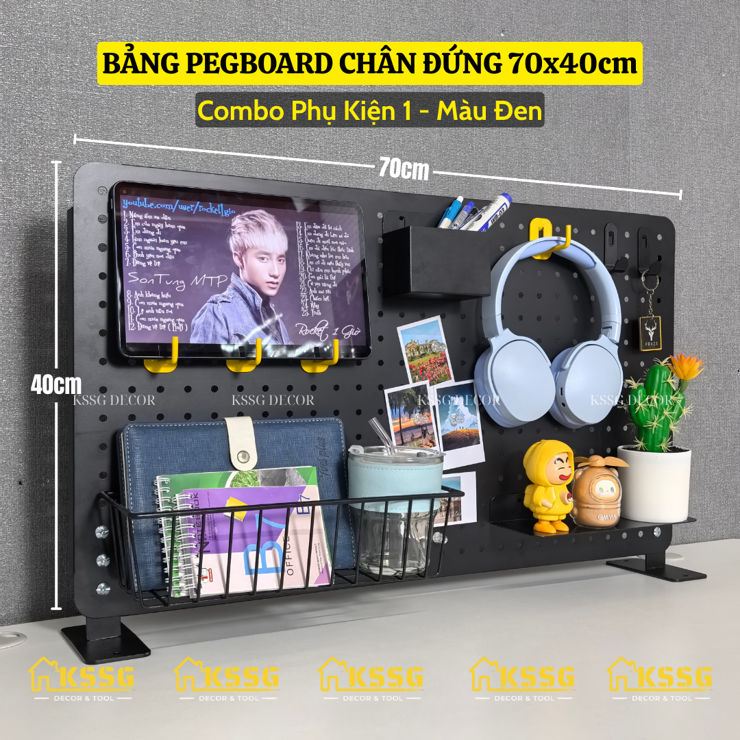 COMBO BẢNG PEGBOARD CHÂN ĐỨNG ĐỂ BÀN CÓ KÈM PHỤ KIỆN