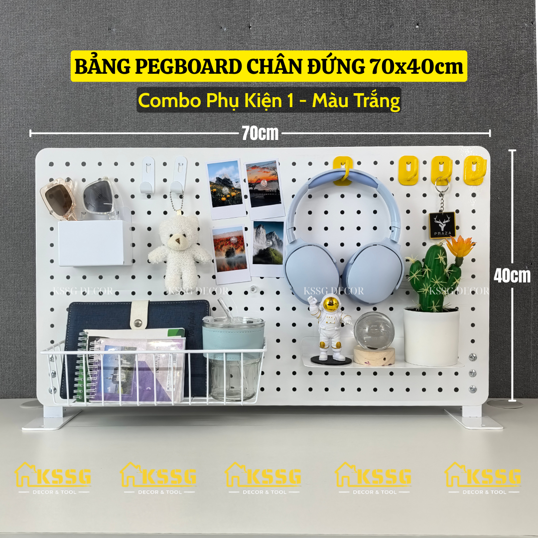 COMBO BẢNG PEGBOARD CHÂN ĐỨNG ĐỂ BÀN CÓ KÈM PHỤ KIỆN
