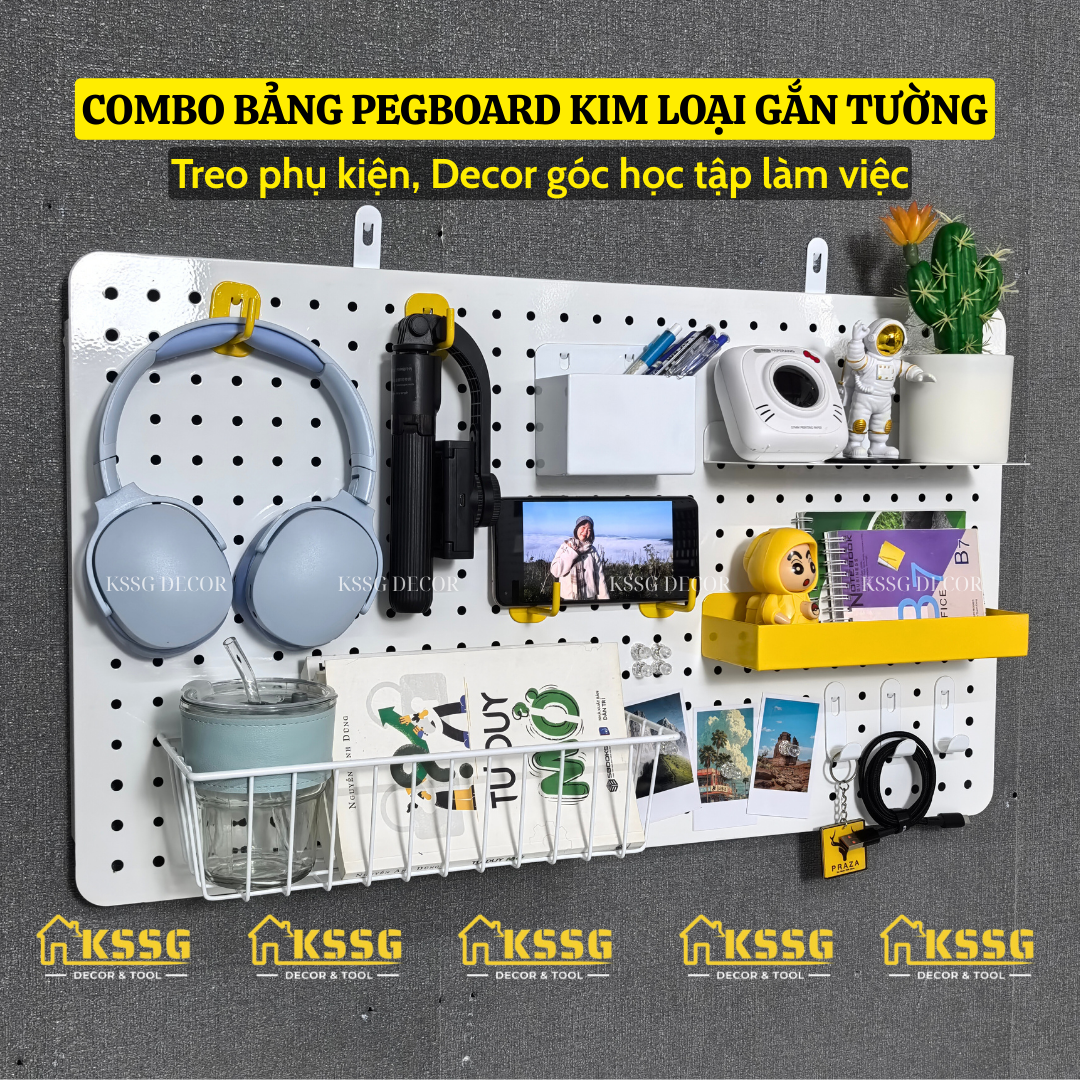 Combo Bảng Pegboard Gắn Tường