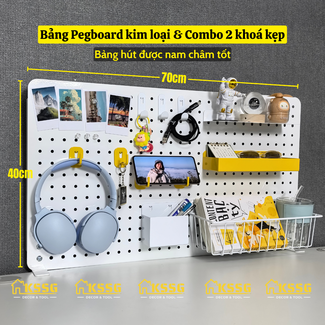 COMBO BẢNG PEGBOARD KẸP BÀN KÈM PHỤ KIỆN GẮN BẢNG