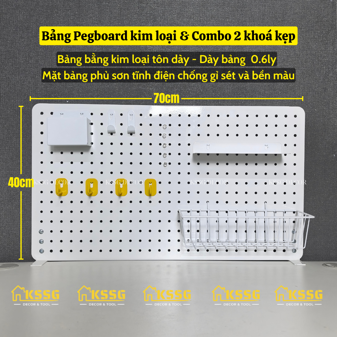 COMBO BẢNG PEGBOARD KẸP BÀN KÈM PHỤ KIỆN GẮN BẢNG