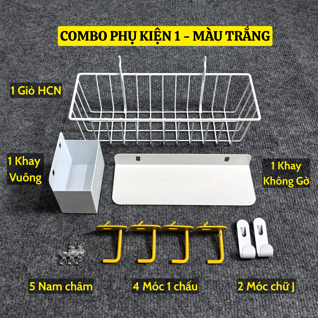 COMBO BẢNG PEGBOARD CHÂN ĐỨNG ĐỂ BÀN CÓ KÈM PHỤ KIỆN