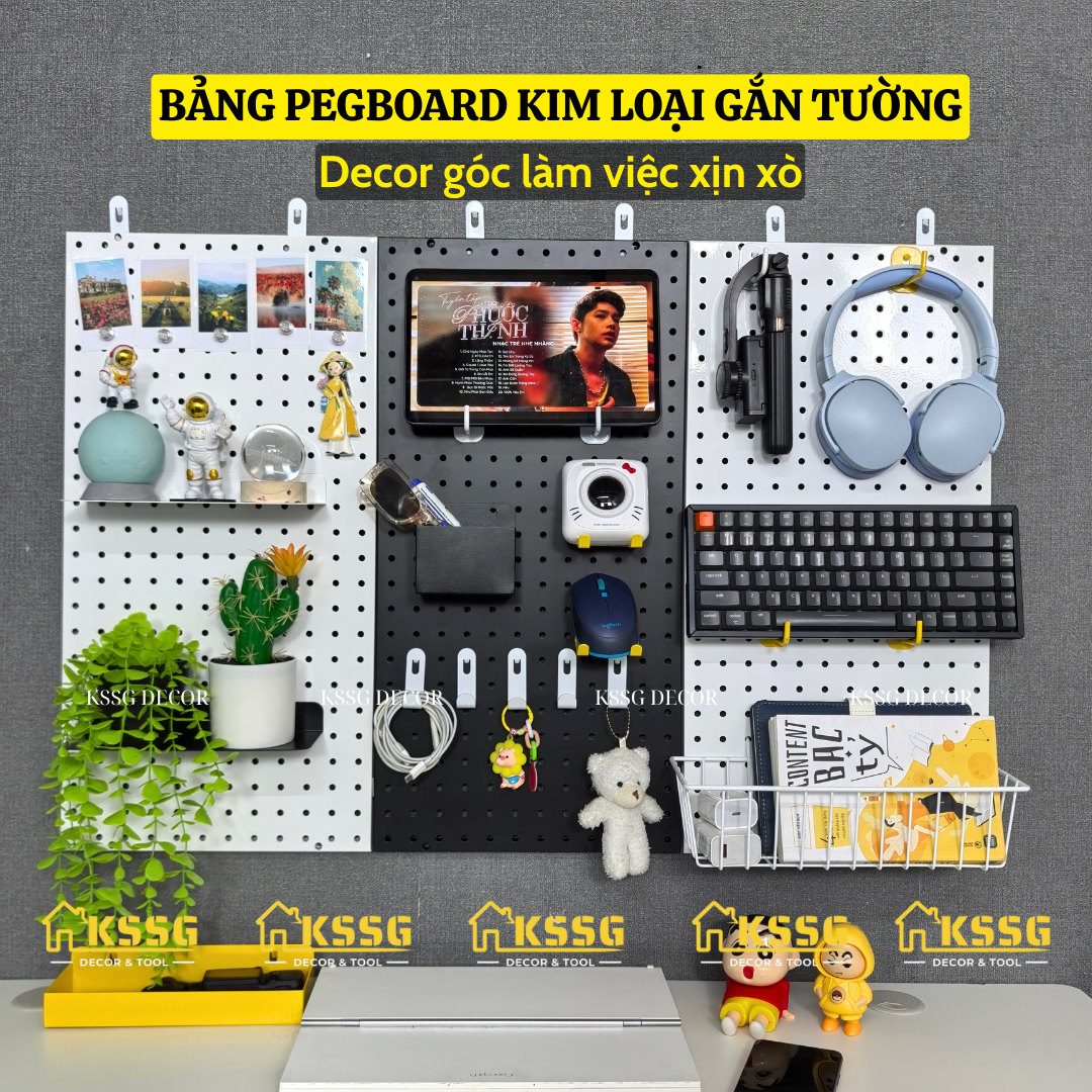 BẢNG TREO ĐỒ PEGBOARD KIM LOẠI GẮN TƯỜNG