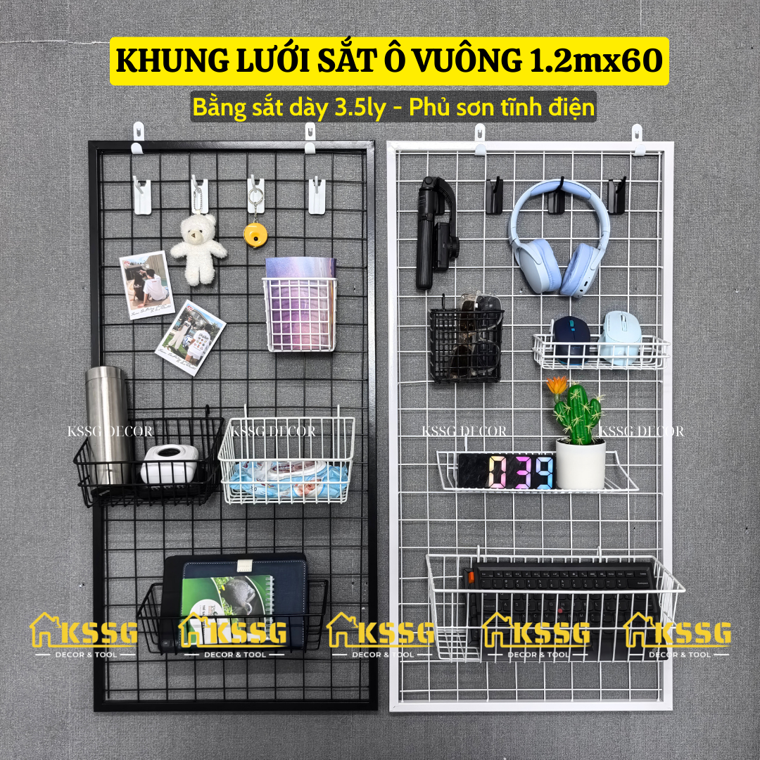 Khung lưới sắt gắn tường 1m2x60
