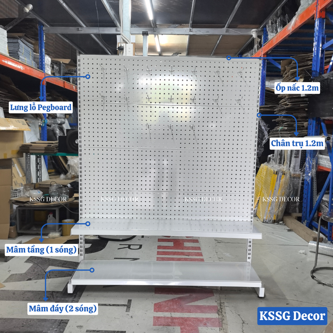 Kệ Pegboard Chân Đứng 1.5m x 1.2m Kệ Pegboard Chân Đứng