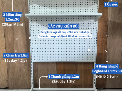 Kệ Pegboard Chân Đứng Bàn Học